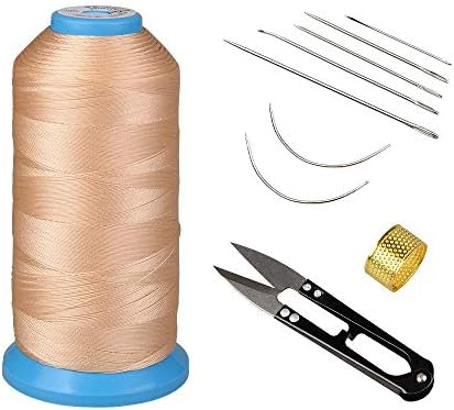 AntKits Bonded Nylon Sewing Thread, Curved Needles, Scissors and Thimble Tools Kits (Off White)