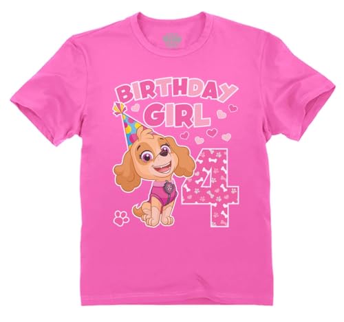 Skye Paw Patrol 4th Birthday Girl Shirt for 4 Year Old Girls - Pup-Themed Party Toddler T-Shirt