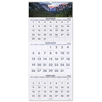 Amazon.com : AT-A-GLANCE 2019 Wall Calendar, 3-Month Display, 12" x 27