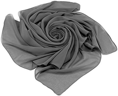 Uphily Chiffon Square Hijab Scarf Muslim Women Hijab Cap Headscarf ,Dark Gray,102cm*102cm