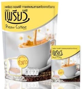 Preaw Coffee : Coffee Instant with White Kidney Bean 3in1 Powder Sugar 0% 12g x 10 Sachets