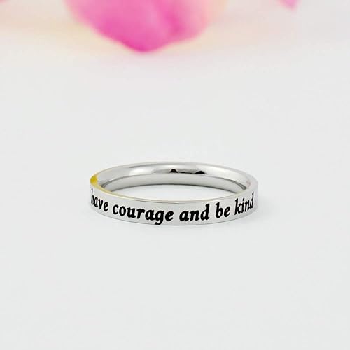 Amazon Com Have Courage And Be Kind Dainty Stainless Steel Stacking Band Ring Cinderella Inspired Inspirational Mantra Ring Handmade