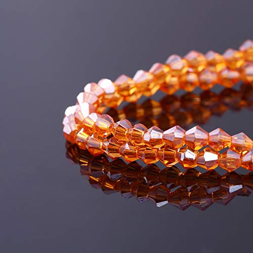 Beads for Jewelry Making, 3000pcs Faceted Bicone Crystal Glass Beads- Perfect for Handmade Crafts, DIY Bracelet, Necklaces, Dolls(15 Color- AB Colorful, 4mm)