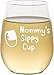 Personalized Mommy's Sippy Cup Engraved Stemless Wine Glass- First Mothers Day Gifts for Mom, Wife - Funny Mom Gifts from Daughter, Son - Best Mom Birthday Presents for Any Mom, New Mom - SG15