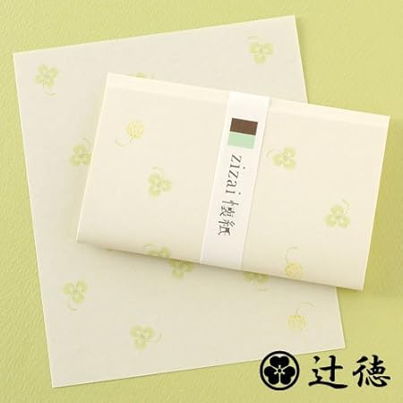 Amazon Co Jp 辻徳 イラスト入り懐紙 抹茶 ツメクサ黄枚入り 文房具 オフィス用品