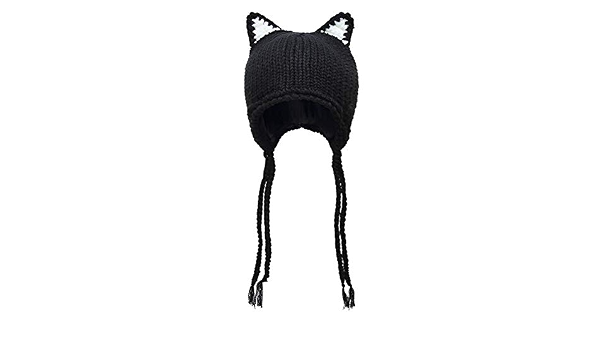 Knit Hat Ear Flap Crochet Beanie Hat 