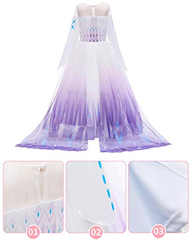 YOJOJOCO Princess Costume Halloween Girls\' Dresses Birthday Party Dress Up Clothes for Little Girls Toddlers (7Y - 8Y, White+Purple)