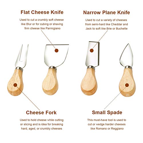 5 pcs Cheese Stainless Steel Knife Bamboo Cutting Board Set Compact And Convenient