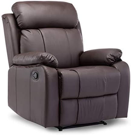 TIMLand Leather Massage Chair, Waterproof Comfortable Swivel Rocking Manual Reclining Lounge Armchair Recliner Sofa Chair Seat with Headrest for Gaming