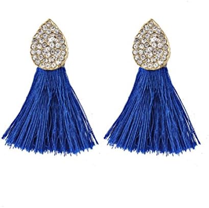 2018 Hot Sale! Paymenow Women's Stud Earrings Lovely Cute Jewelry Gifts Charms Oval Crystal Tassel Drop Earrings Jewelry Accessory (Blue)