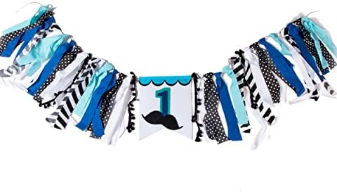 Sepweed Highchair Banner First Birthday Decorations Banner Party Supplies Blue Black baby Boy Banner