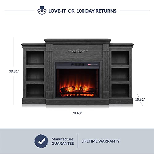 Della Electric Faux Fireplace TV Stand Mantel Heater, Entertainment