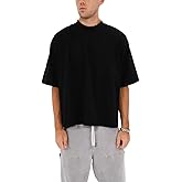 SANCTIONED BLANKS Men's Casual Oversized Heavyweight Drop Shoulder Garment Dye T-Shirt Tee Short Sleeve