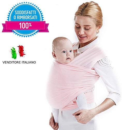 Mamacadabra Baby Wrap Carrier Adjustable Breastfeeding Cover Cotton Sling Baby Carrier for Infants up to 35 lbs/16kg, Soft and Comfortable (Pink)