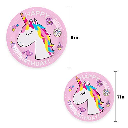 Unicorn Party Supplies Unicorn Birthday Decorations Set Includes Disposable Paper Plates, Cups, Napkins, Straws, Tablecloth, Decorations Balloons, Decorations Bunting, Serves 25, 177PCS