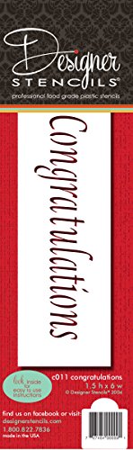 Designer Stencils C011 Congratulations Cake Stencil, Beige/semi-transparent