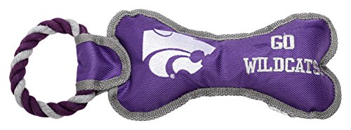 Pet Goods Manufacturing BONERP-055 NCAA Kansa State Wildcats Bone with Rope Dog Toy