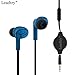 Leadtry SS-2 Retractable Headset In-Ear Sport Stereo Earbud Headphones Dynamic Crystal Clear Sound Ergonomic Comfort-fit Noise Insulating Built-in Mic Earphone (Blue)