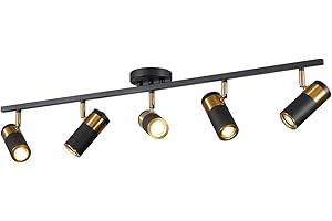 Fulesi Black 5 Lights Spot Light, Fixture Matte Black LED Track Lighting Fixtures, Modern Flush Mount Ceiling Light for Bedroom Living Room Kitchen Island