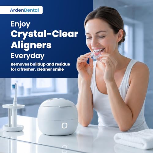 Ultrasonic Retainer Cleaner with UV-C Light for Aligners, Retainers, Dentures & Mouthguards – Daily Deep Cleaning Dental Appliance Machine Portable, Easy to Use at Home & Travel