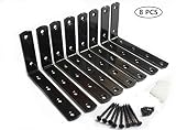MHMYDZ 8 Pcs Black Steel Heavy Duty"L" Corner Brace Joint Angle Bracket Shelf Bracket Wall Hanging with Screws 125mmX75mm/5 InchX3 Inch Decorative Corner Brackets Joint Angle Bracket