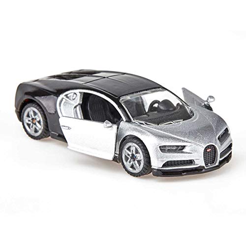 siku 1508, Bugatti Chiron Sportwagen, Spielzeugauto für Kinder, Metall/Kunststoff, Silber/Schwarz, Öffnende Türen – Bild 6