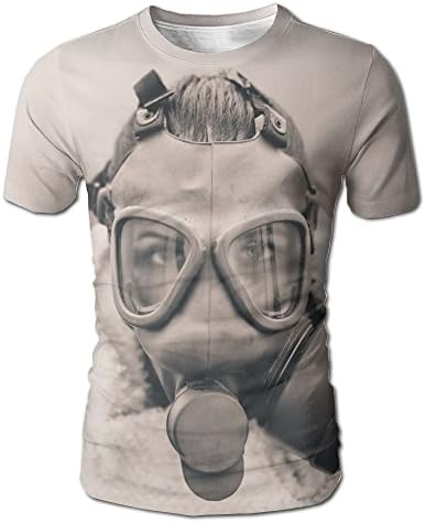 Honben Men Environmental Disaster Woman Breathing trough Gas Mask Health In Danger Concept Of Pollution Funny Hiking White Shirt L Short Sleeve