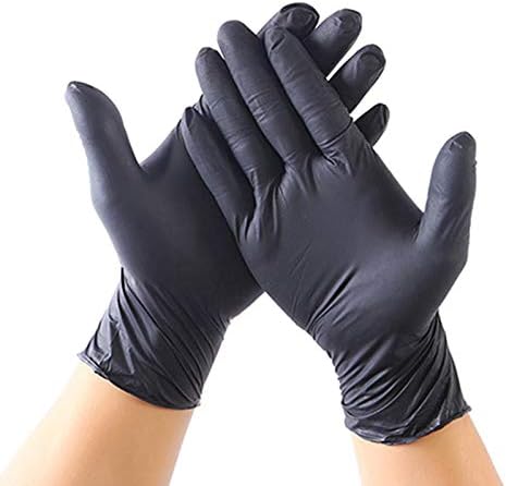 10Pair Disposable Nitrile Gloves,Latex Rubber Free Gloves,Rubber Comfortable Disposable Lab Work Medical Black Nitrile Gloves Safety Gloves,L and Black