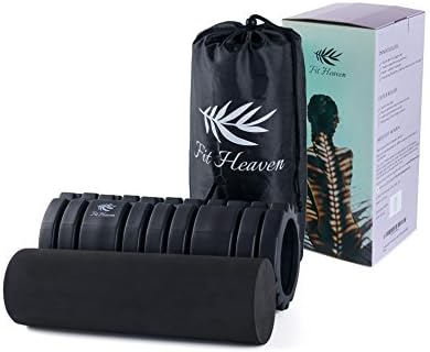 Fit Heaven 2-in-1 Foam Roller w/Textured Grid for Sciatica, Physical Therapy, Trigger Point, Deep Tissue Massage, Myofascial Release. Instantly Flush Out Cellulite &amp; Sculpt Your Body Sexy (Black)