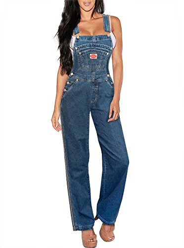 Farmer Costumes Women Overalls - Hybrid & Company Womens Stretch Denim Overalls PVJ6032 Dark WASH