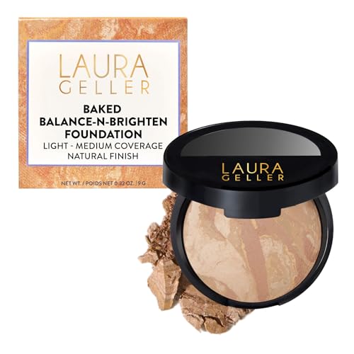 LAURA GELLER NEW YORK Baked Balance-n-Brighten Farbkorrigierendes Puder Makeup, Light, Aufbaubare, Leichte bis Mittlere Deckkraft, Baking Powder Found