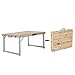 Outsunny Height Adjustable Folding Outdoor Picnic Table w/ 4 Seats - Natural Wood and Silver