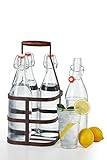 Simple Flow - 5 Piece Glass Bottle Drinkware set with caddy carrier