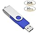 RAOYI 50Pcs 2GB USB 2.0 Flash Drive Bulk Swivel Memory Stick Thumb Drives Pen Drive Fold Storage Thumb Stick (2G, Blue)