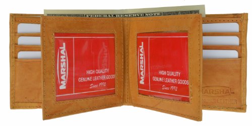 Marshal Men's Genuine Leather Multi Pocket Wallet (Tan)