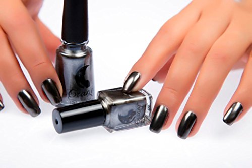 Inverlee Mirror Chrome Effect Nail Art Polish Metal Color Stainless Steel Nail Polish … (Black)