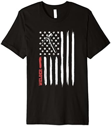 Mens Welding shirts | American Flag With Torch, Tig Welder Gift Large Black