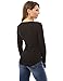 PattyBoutik Women Crochet Lace Inset Curved Hem Blouse (Black Large)