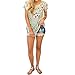 INWECH Women Stylish Casual Blouses Tops Short Sleeve Floral Print T Shirt Tee with Curved Hem (Green, Large)