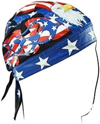 USA Eagle Patriot Flames Doo Rag Durag Sweatband Headwrap Skull Cap