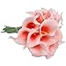 Luyue 20 Pcs Fake Calla Lily Artificial Flowers Bridal Wedding Bouquet Latex Real Touch Flower Home Kitchen Office Decor-Coral Pink