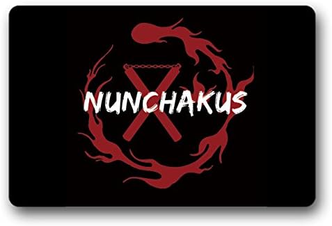 UlanLi Nunchakus,Chinese KongfuDoor Mat Indoor/Outdoor Rubber Non Slip Doormat For Patio Front Door 23.6 by 15.7 Inch
