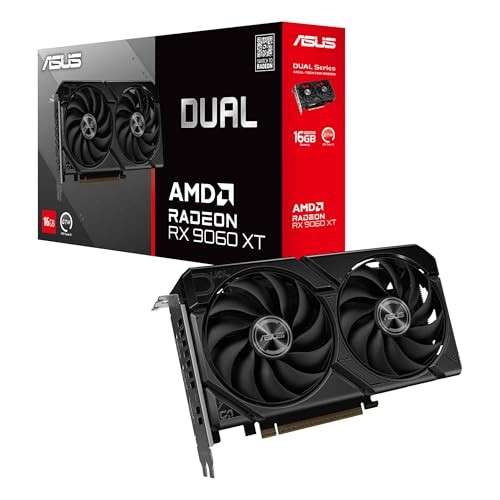 ASUS Dual Radeon RX 9060 XT 16GB GDDR6 Grafikkarte (PCIe 5.0, HDMI 2.1b, DisplayPort 2.1a, 2.5-Slot Design, Axial-Tech-Lüfterdesign, 0dB-Technologie u
