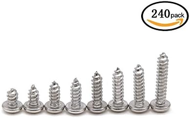 Yosawa Hardware 304 Stainless Steel M4 Pan Head Self-tapping Screws PM4-240PCS