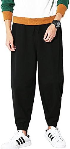 Mirecoo Men's Summer Boho Hippie Wide Leg Cotton Baggy Harem Pants Trousers with Pockets