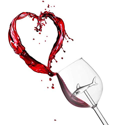 TTbuy Shark Wine Glass - Shark Wine Glasses with Shark Inside for Adults,Elegance Crystal Red Wine Glasses with Spin Shark,High-end Flutes Glass Perfect for Homes/Bars/Part (Shark Glasses) - Thumbnail 4