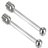 Honey and Syrup Dippers Stick, 304 Stainless Steel Honey Spoon for Honey Pot Jar Containers-6 Inch (Pack of 2)