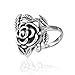 Chuvora 925 Sterling Silver 20 mm Vintage Style Detailed Rose with Leaves Ring - Nickel Free Size 8