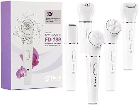 Facial Advanced Cleansing System 5-in-1 Facial Brush+Massager+Epilator+Lady Shaver+Callus Remover, Flend Perfect Skin Care Tool kit