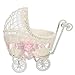 Ben Collection Wicker Baby Girl 9 Inch Carriage Collection - Baby Shower Centerpiece Stroller Party Favors (Pink)